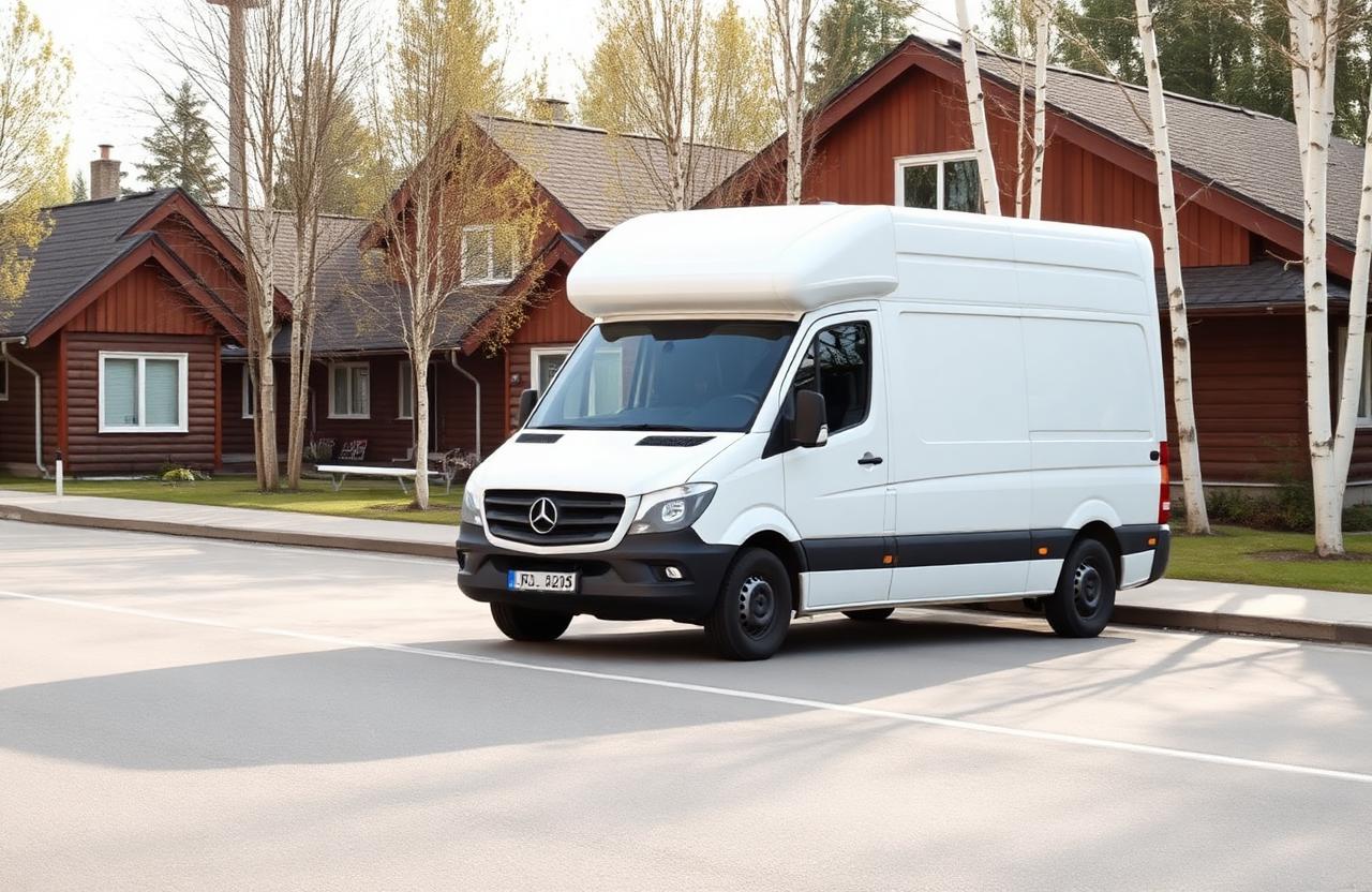Flyttebyrå Askim – hvit flyttebil parkert i et lokalt nabolag